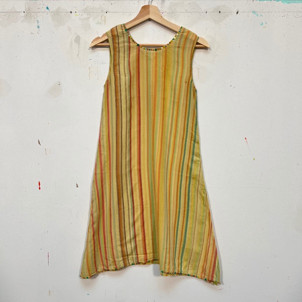 Matta - Striped Lightweight Shift Dress - small - Multicolor Stripe with Sequins